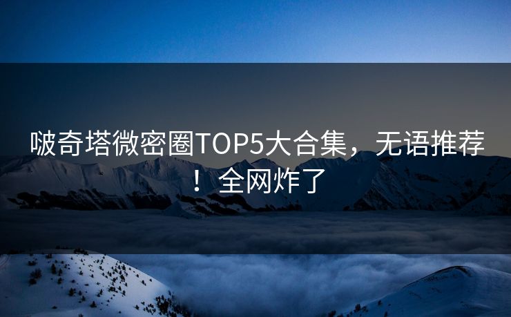 啵奇塔微密圈TOP5大合集，无语推荐！全网炸了