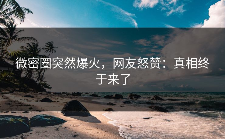 微密圈突然爆火，网友怒赞：真相终于来了