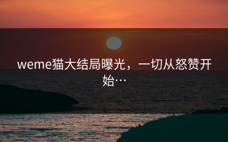 weme猫大结局曝光，一切从怒赞开始…