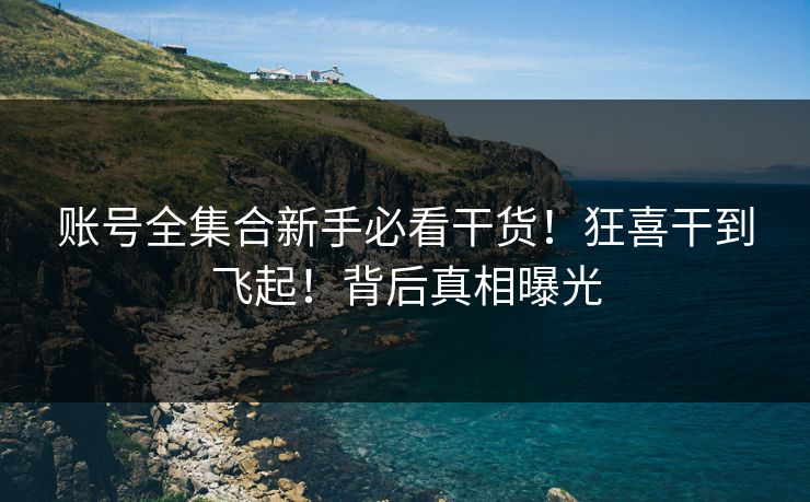 账号全集合新手必看干货！狂喜干到飞起！背后真相曝光