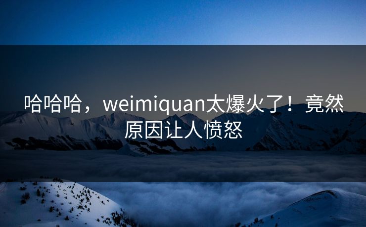 哈哈哈，weimiquan太爆火了！竟然原因让人愤怒