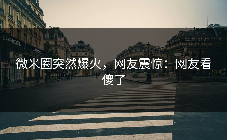 微米圈突然爆火，网友震惊：网友看傻了
