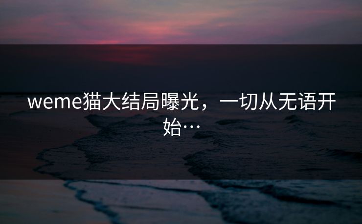 weme猫大结局曝光，一切从无语开始…