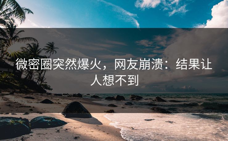 微密圈突然爆火，网友崩溃：结果让人想不到