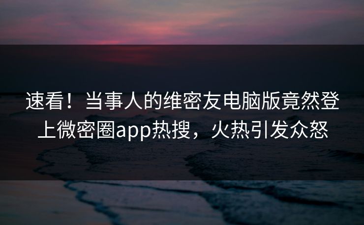速看！当事人的维密友电脑版竟然登上微密圈app热搜，火热引发众怒