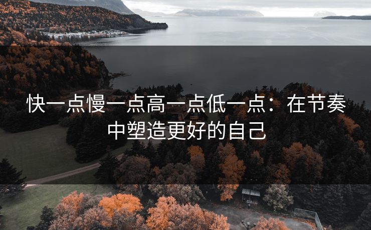 快一点慢一点高一点低一点：在节奏中塑造更好的自己