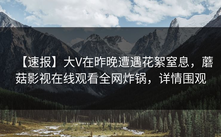 【速报】大V在昨晚遭遇花絮窒息,蘑菇影视在线观看全网炸锅,详情围观