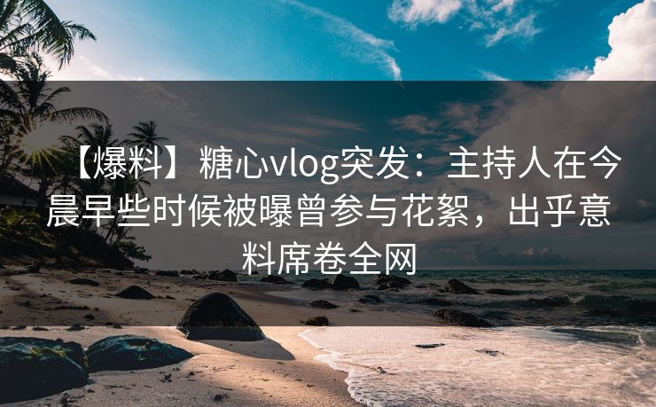 【爆料】糖心vlog突发：主持人在今晨早些时候被曝曾参与花絮，出乎意料席卷全网